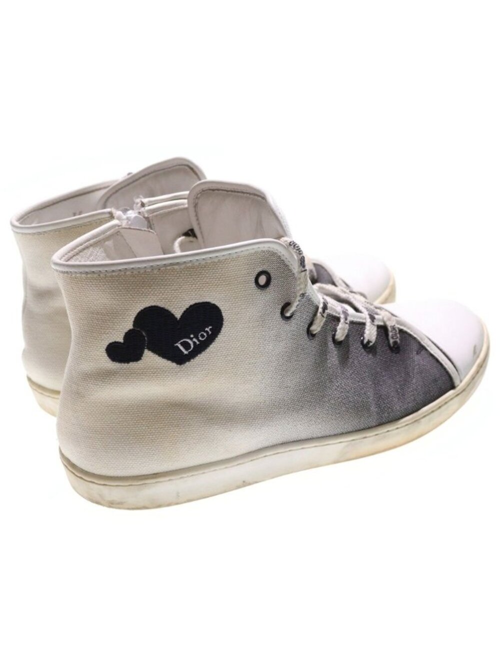 Dior Heart Logo Embroidery Gradient High Cut Shoes Sneakers White Black - Picture 4 of 7